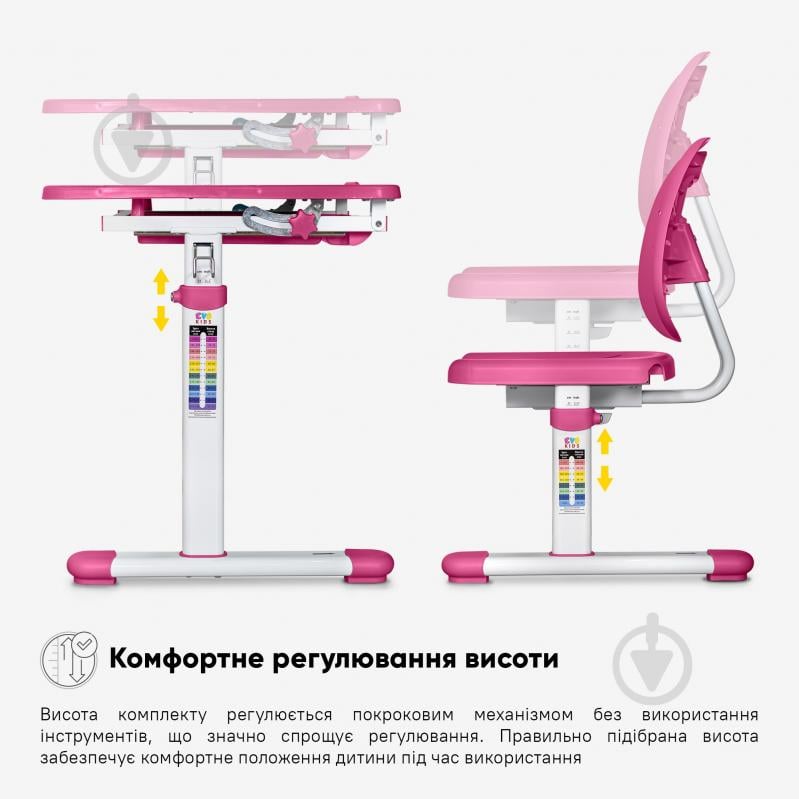 Комплект парта і стілець Evo-kids Evo-06 Plus Pink - фото 6 Комплект парта і стілець Evo-kids Evo-06 Plus Pink - фото 6