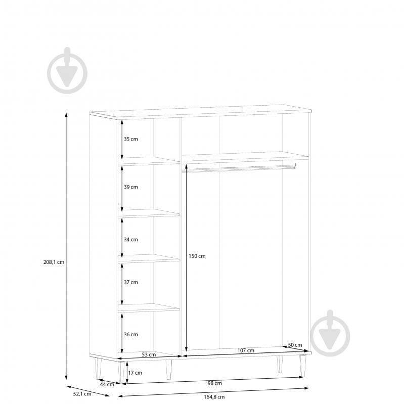 Шкаф Forte Meble 3d CALASETTA 2081х1648х521 мм дуб элегант / дуб элегант - фото 7