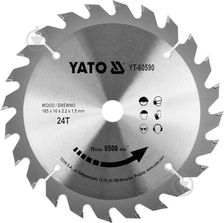 Пиляльний диск YATO 165x16x2,2 Z24 YT-60590 - фото 1