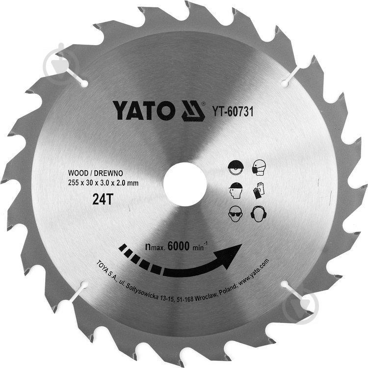 Пиляльний диск YATO 255x30x3 Z24 YT-60731 - фото 1