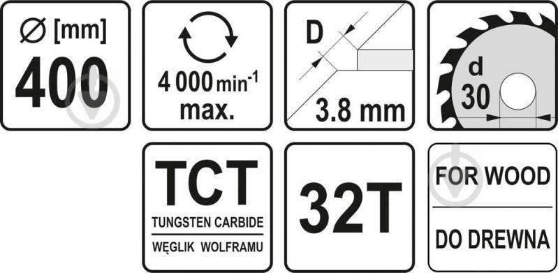 Пильный диск YATO 400x30x3,8 Z32 YT-6085 - фото 2