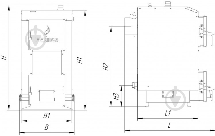 Котел твердопаливний Feniks A 16 кВт, товщина сталі 5мм - фото 3