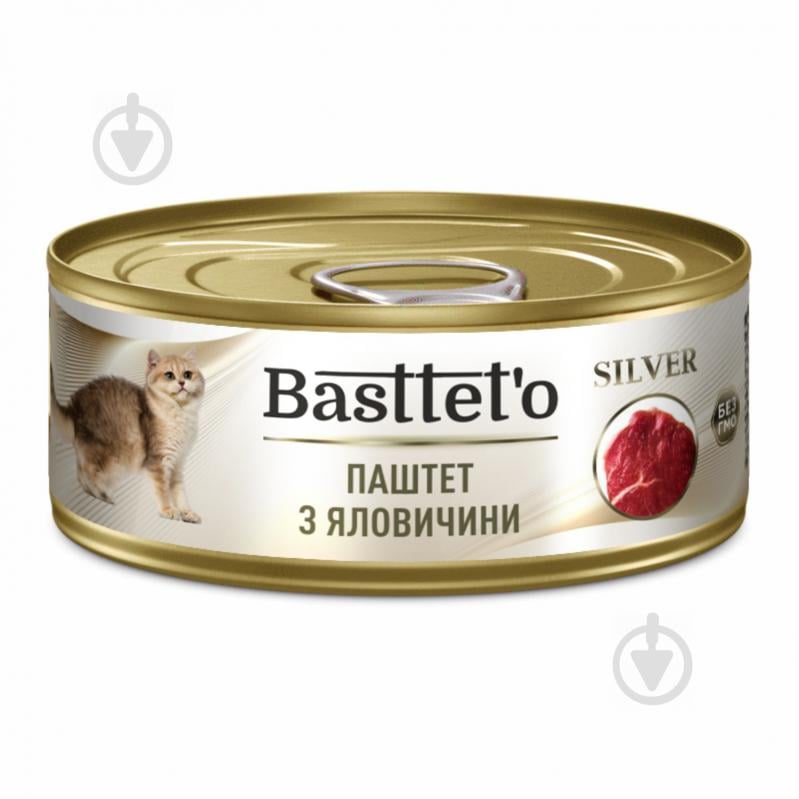 Паштет консервований для котів Basttet`o Silver з яловичиною 85 г - фото 1