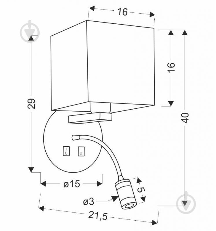 Бра Candellux MAGNUM 2x40 Вт E27 білий/чорний 21-75659 - фото 3