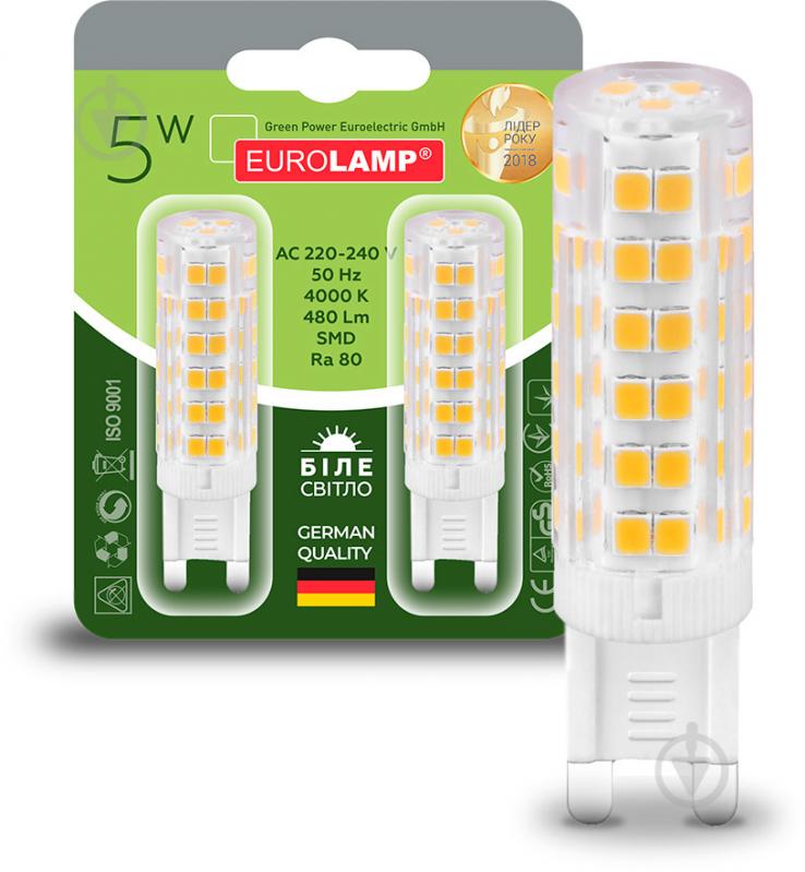 Лампа светодиодная Eurolamp 2 шт./уп. MLP-LED-G9-05274 5 Вт капсульная прозрачная G9 220 В 4000 К - фото 3