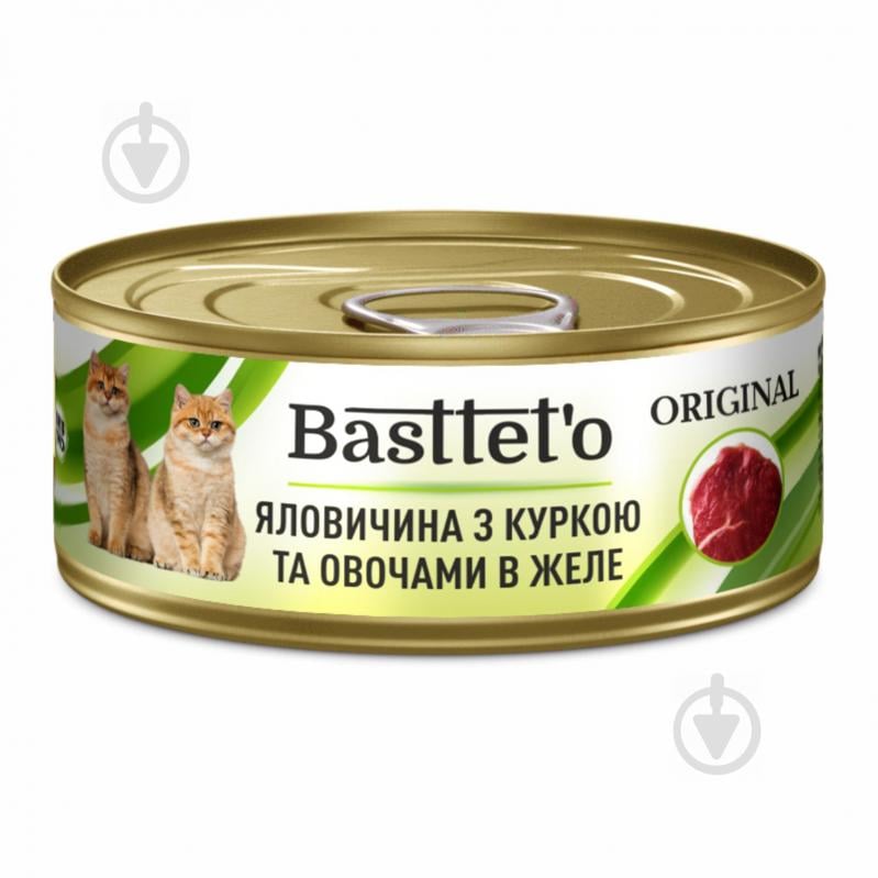 Консерва для котів Basttet`o Original яловичина з куркою та овочами (в желе) 85 г - фото 1