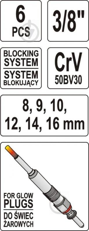 Набір ключів для розжарювальних свічок YATO YT-0534 - фото 3