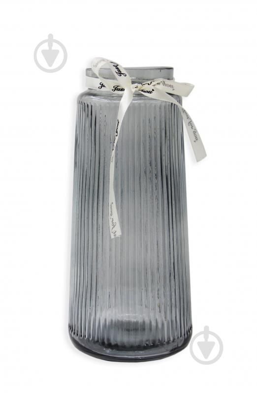 Ваза скляна CRYSTAL Minerva 25 см сіра 83230818_YBCG-230818-21/2 - фото 1