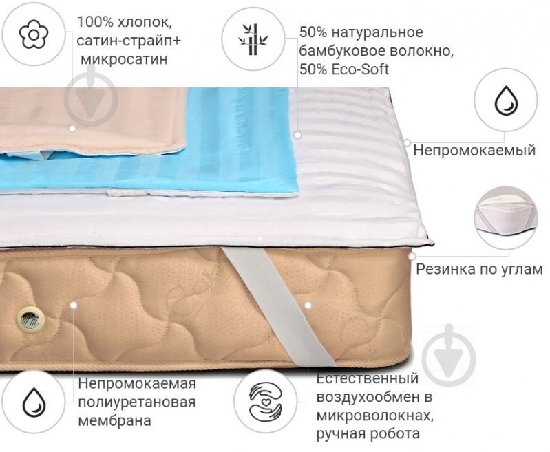 Наматрацник бамбуковий MirSon Carmela 287/2 водонепроникний з резинкою у кутах 26х80x200 см 2200000347343 - фото 2