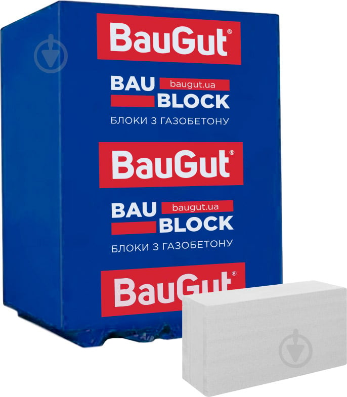 Газобетонный блок BauGut 600x200x300 мм D-500 гладкий