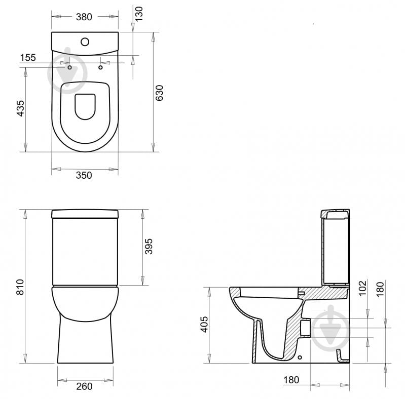 Унітаз-компакт VOLLE Virgo 13-23-303 з функцією біде з сидінням slim soft-close - фото 2