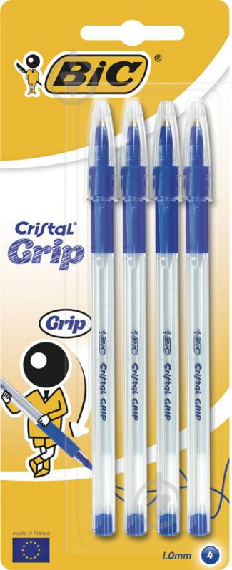 Набір ручок кулькових BIC Cristal Grip 4 шт. сині - фото 1