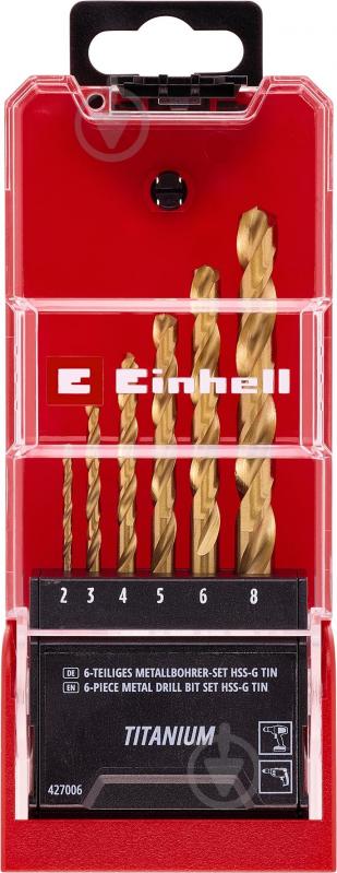 Набір свердел по металу Einhell 2-8 мм 6 шт. 427006 - фото 2 Набір свердел по металу Einhell 2-8 мм 6 шт. 427006 - фото 2