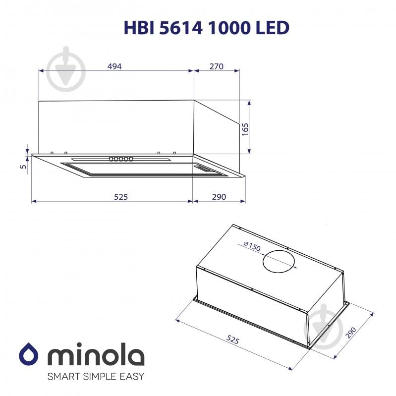 Вытяжка Minola HBI 5614 BL 1000 LED полновстраиваемая - фото 10