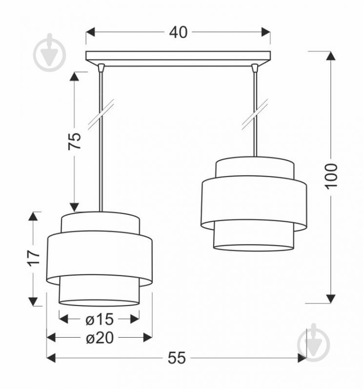 Люстра подвесная Candellux Twin 2x40 Вт E27 черный/коричневый 32-17888 - фото 2