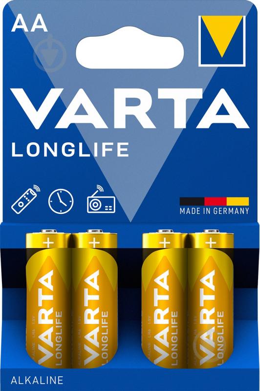 Батарейка Varta Longlife AA (R6, 316) 4 шт. (4106101414) - фото 1