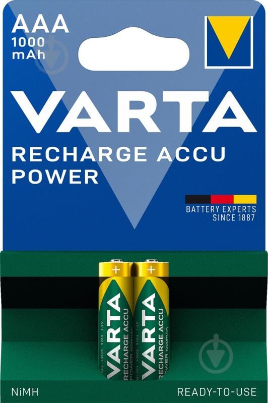 Аккумулятор Varta Rechargeable 1000 mAh AAA (R03, 286) 2 шт. (5703301402) - фото 1