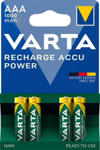 Аккумулятор Varta Rechargeable 1000 mAh AAA (мизинчиковые) 4 шт. (5703301404) - фото 1