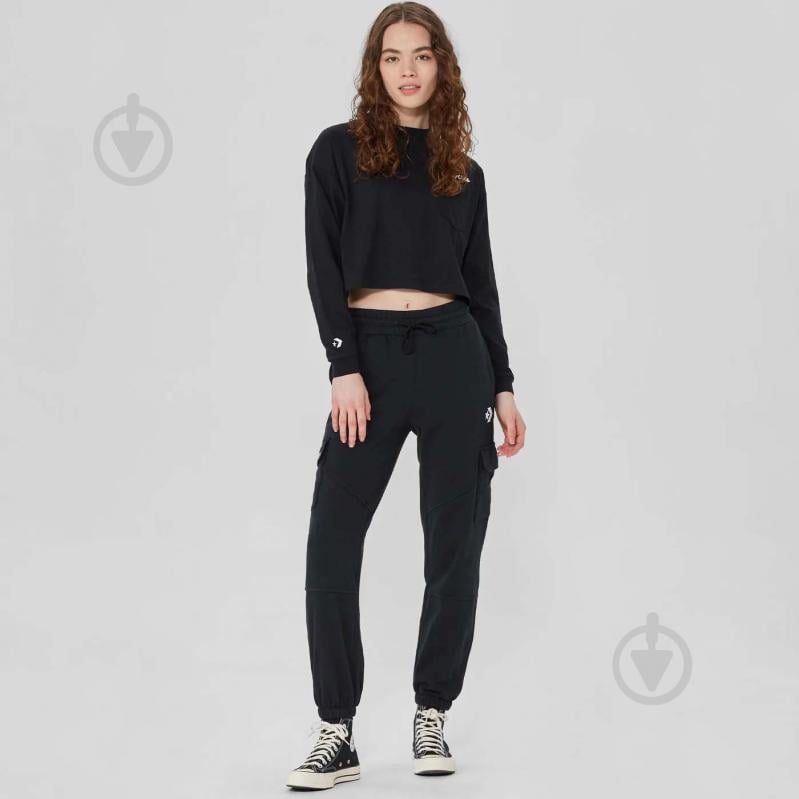 Світшот Converse FASHION CROP LS POCKET TOP 10024528-001 р.XL чорний - фото 3