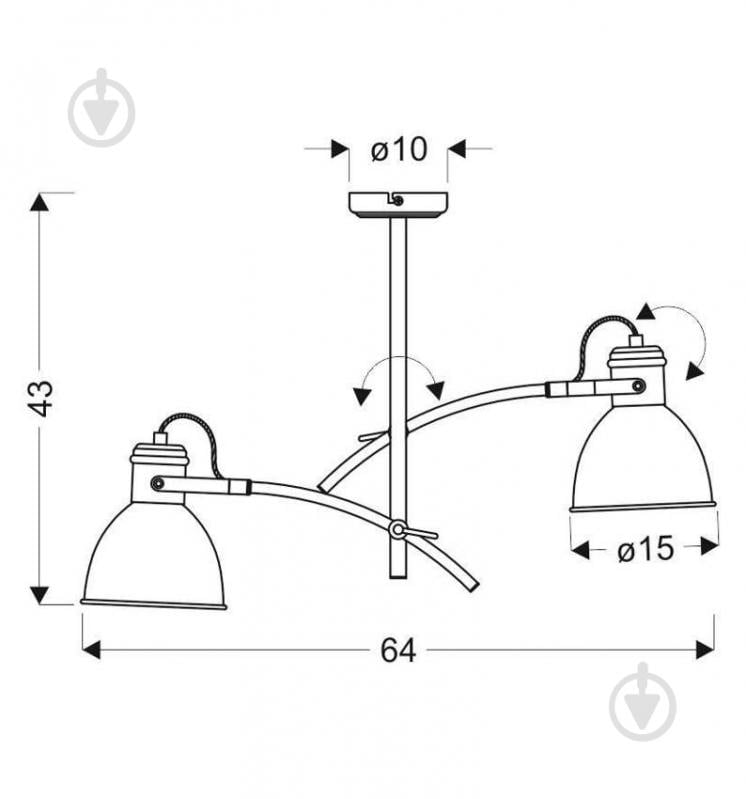 Люстра Candellux ZUMBA 2x60 Вт E27 черный/белый 32-72054 - фото 2