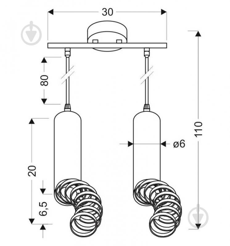 Люстра подвесная Candellux TUBA 2x50 Вт GU10 черный 32-78650 - фото 2