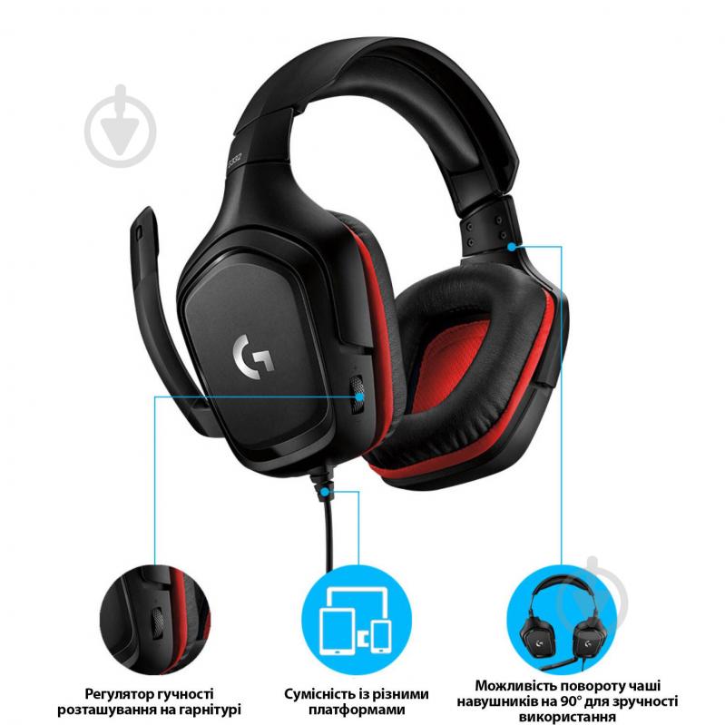 Навушники Logitech G332 red/black (981-000757) з мікрофоном L981-000757 - фото 6