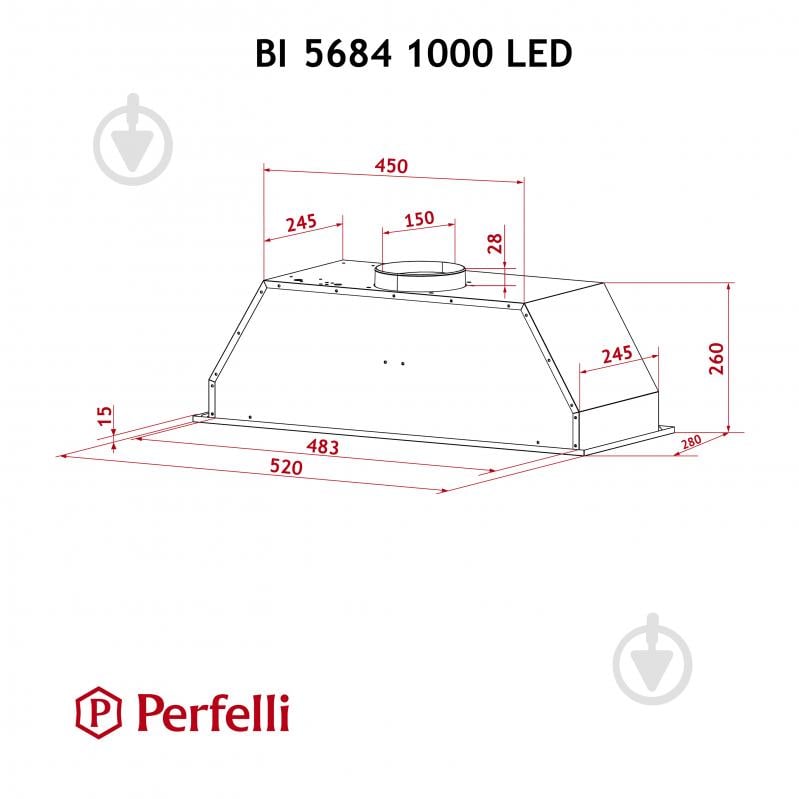 Вытяжка Perfelli BI 5684 BL 1000 LED полновстраиваемая - фото 10