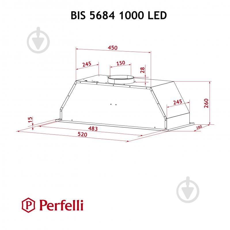 Витяжка Perfelli BIS 5684 BL 1000 LED повновбудовувана - фото 10