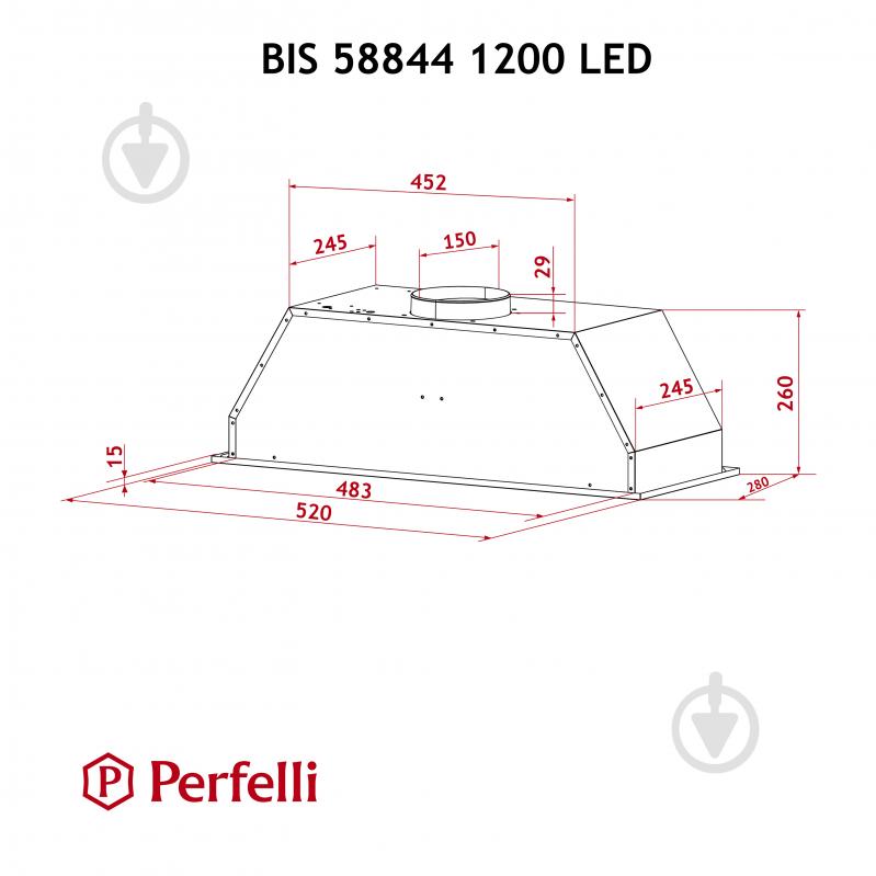 Вытяжка Perfelli BIS 58844 WH 1200 LED полновстраиваемая - фото 11