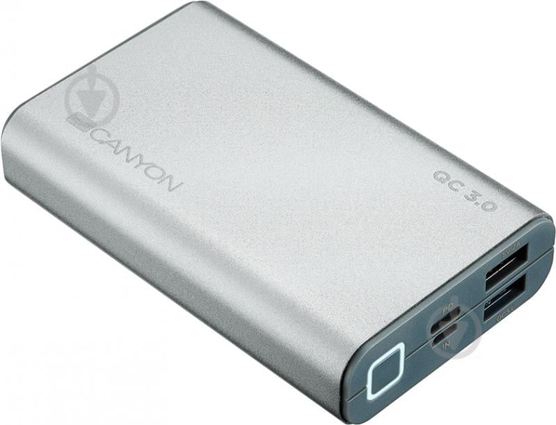 Повербанк Canyon Quick Charge QC3.0 Silver 10000 mAh (CND-TPBQC10S) - фото 2