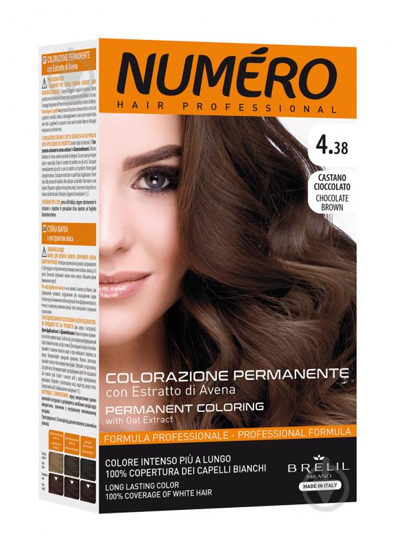 Крем-краска для волос Numero 4.38 Chocolate brown (шоколадный каштан) 140 мл - фото 1