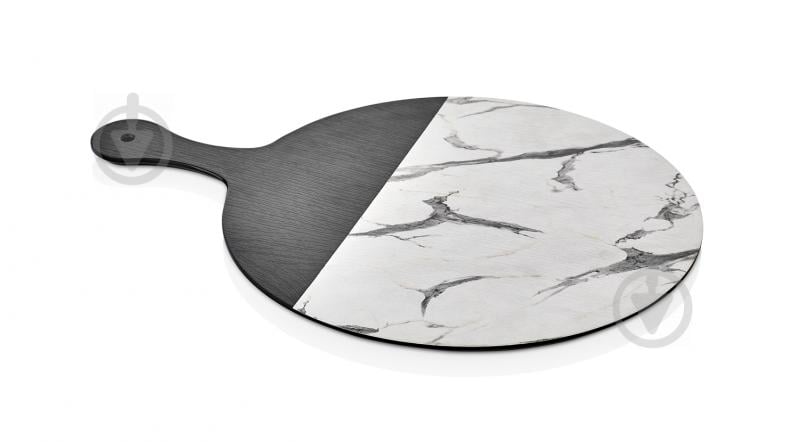 Дошка сервірувальна кругла з ручкою Marble-Black d-35 см Külsan - фото 1