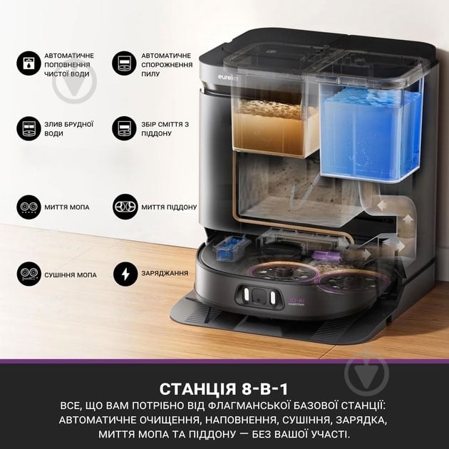 Робот-пилосос мийний Eureka J15 Pro Ultra black - фото 17 Робот-пилосос мийний Eureka J15 Pro Ultra black - фото 17