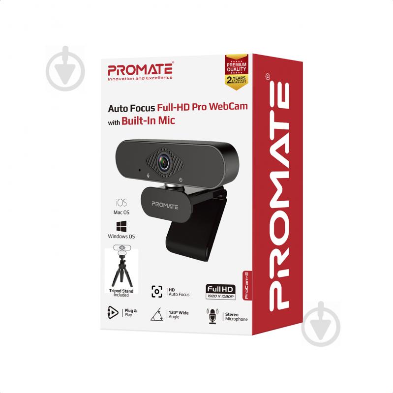 Веб-камера Promate ProCam-2 FullHD USB Black (procam-2.black) - фото 7