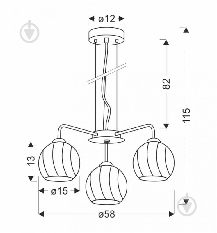 Люстра підвісна Candellux LARIX 3x40 Вт E27 хром/білий 33-23834 - фото 2