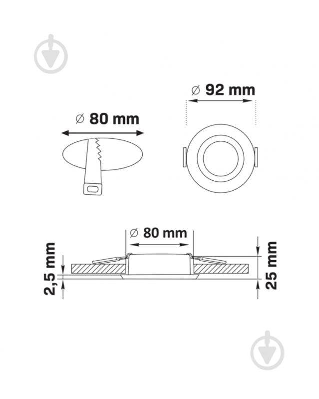 Светильник встраиваемый (Downlight) Goldlux Falco 10 Вт GU10 черный 323699 - фото 2