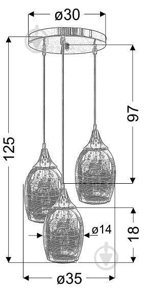 Люстра подвесная Candellux MARINA 3x60 Вт E27 хром 33-60181 - фото 5