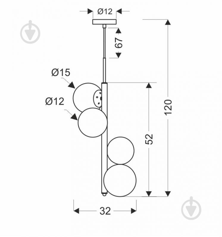 Люстра подвесная Candellux Cordel 4x20 Вт G9 латунь/белый 34-01559 - фото 4