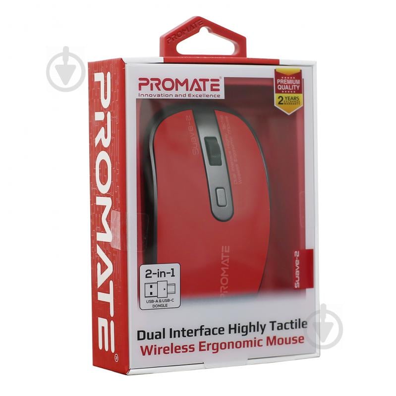 Мишка Promate Suave-2 Wireless Red - фото 8