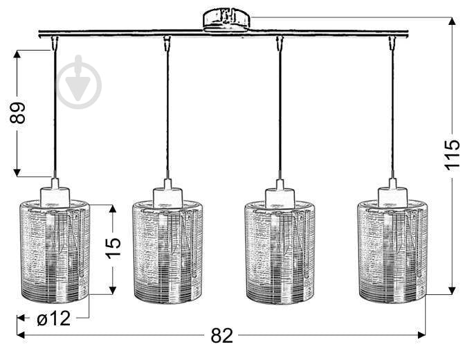 Люстра підвісна Candellux NOCTURNO 4x40 Вт E27 хром 34-57723 - фото 2
