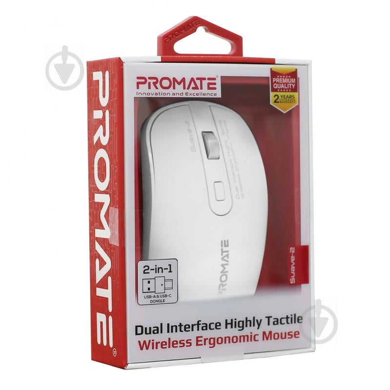 Мишка Promate Suave-2 Wireless White - фото 8