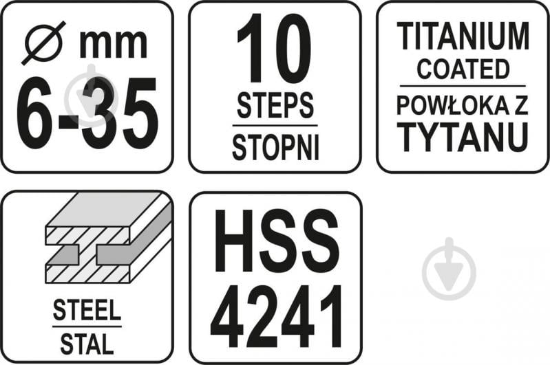 Свердло по металу YATO HSS 4241 з титановим покриттям d6-35 мм 6-35 мм 1 шт. YT-44739 - фото 4