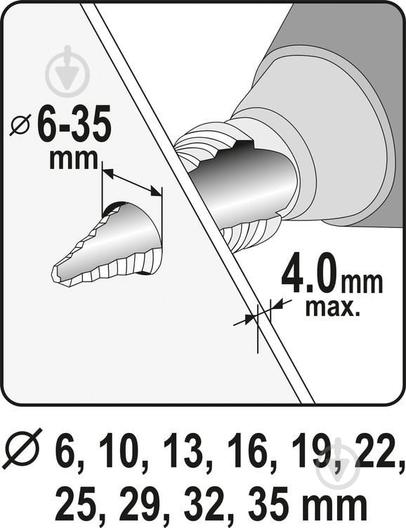 Свердло по металу YATO HSS 4241 з титановим покриттям d6-35 мм 6-35 мм 1 шт. YT-44739 - фото 5