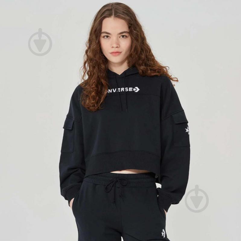 Джемпер Converse FASHION CROP HOODIE 10024527-001 р.S чорний - фото 1