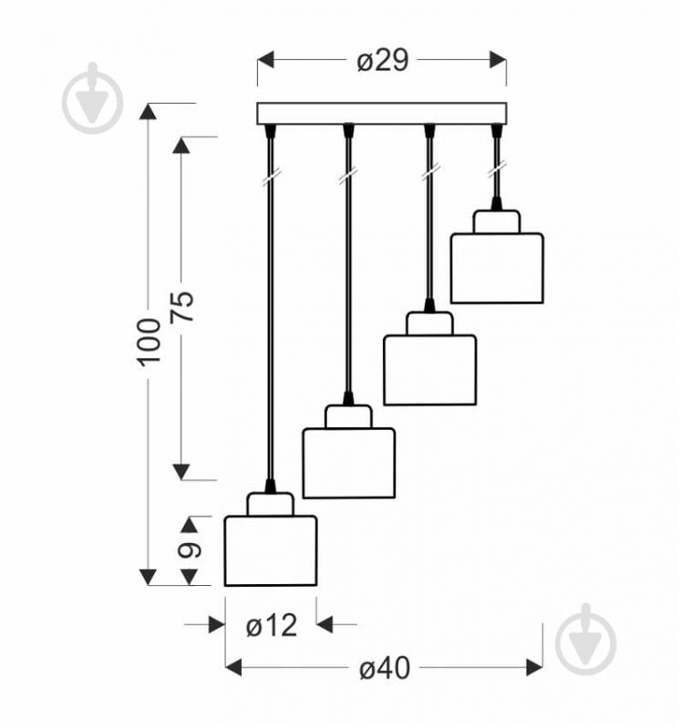 Люстра підвісна Candellux Wama 4x40 Вт E27 чорний/хром 34-00491 - фото 2