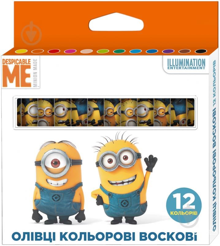 Олівці кольорові воскові, 12 кольорів Despicable Me © Universal Studios Перо - фото 1