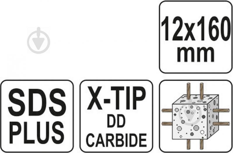 Бур YATO Premium SDS-plus 12x160 мм 1 шт. YT-41941 - фото 5