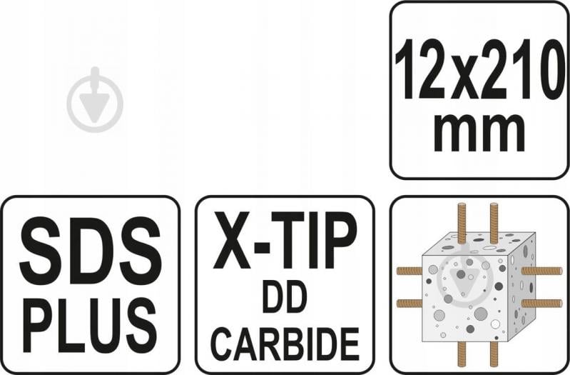Бур YATO Premium SDS-plus 12x210 мм 1 шт. YT-41946 - фото 5
