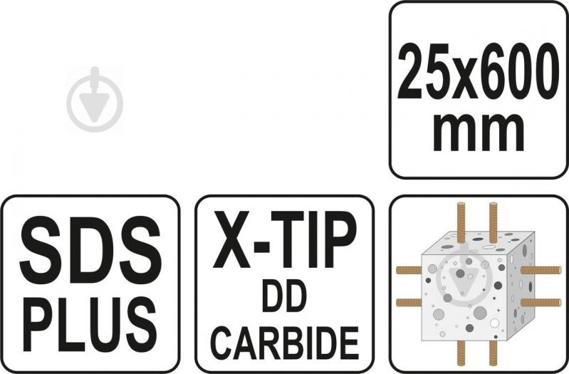 Бур YATO Premium SDS-plus 25x600 мм 1 шт. YT-41968 - фото 5