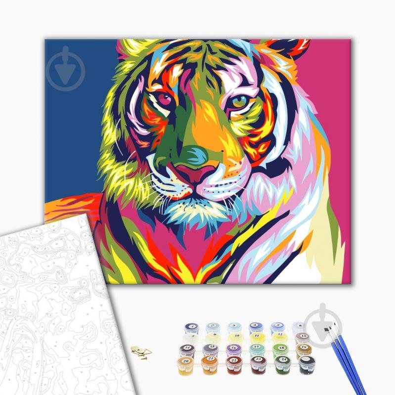 Картина по номерам Тигр поп-арт GX9203 40x50 см Brushme - фото 2 Картина по номерам Тигр поп-арт GX9203 40x50 см Brushme - фото 2